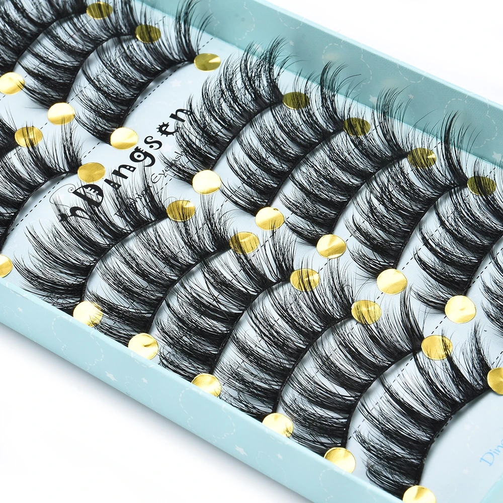 

10 Pairs Soft 3D Mink Eyelashes Natural Black Gorgeous 3D Long Cross False Eyelashes Eye Lashes Messy Style Handmade Faux Cils