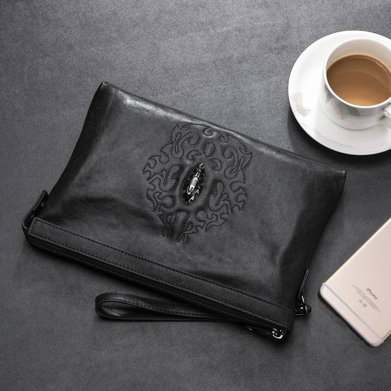 

Men Clutch Bag Genuine Leather Large-Volume Fashion 2019 New Style Casual Summer Handbag Men's Bag Soft Leather Sheepskin Clutch