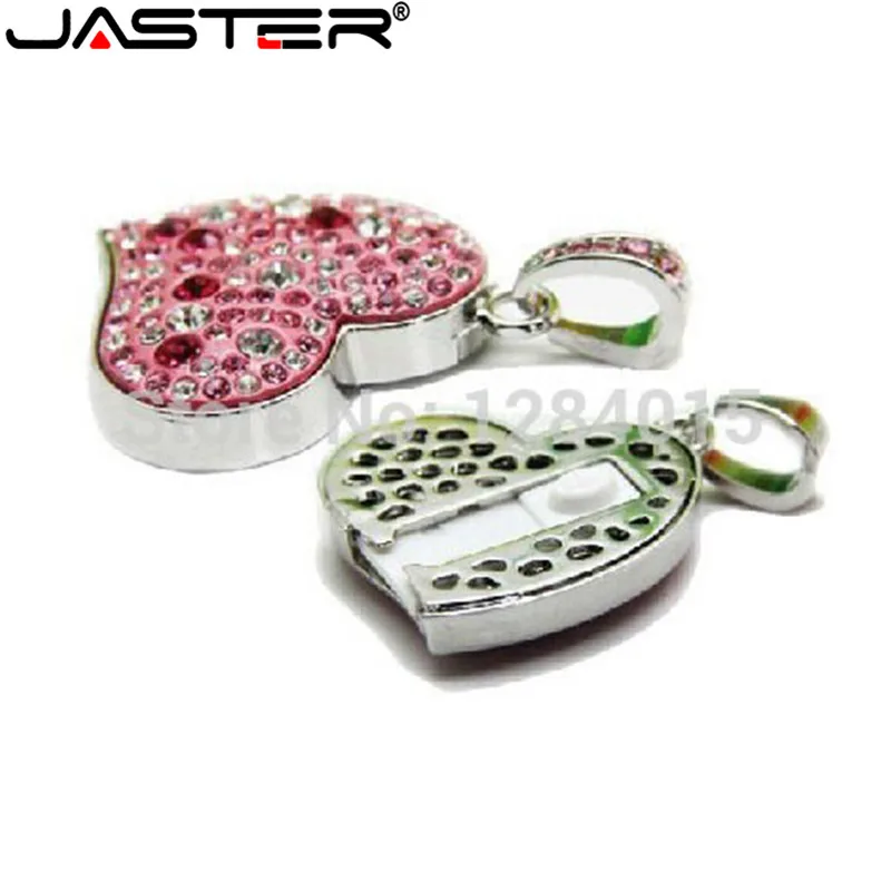 JASTER металлический розовый кристалл сердце любовь 4 ГБ 8 ГБ 16 ГБ USB флеш-накопитель драгоценный камень ручка-накопитель