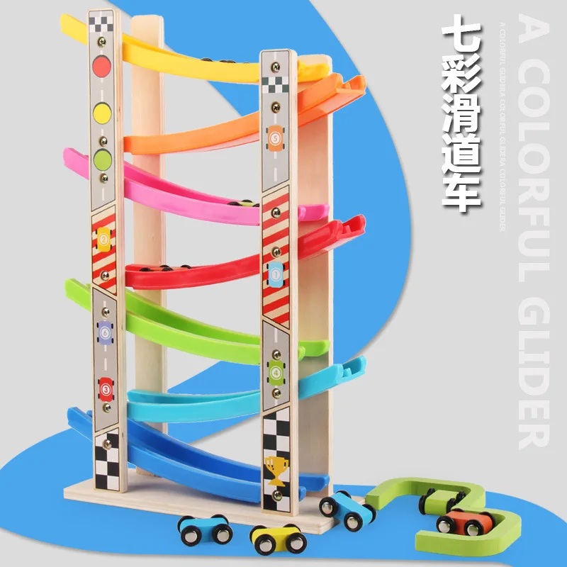 

Wooden Large Size Slide Car Colorful hua xiang che Seven Layer Slide Car Inertia Car Wooden Early Childhood Educational Toy