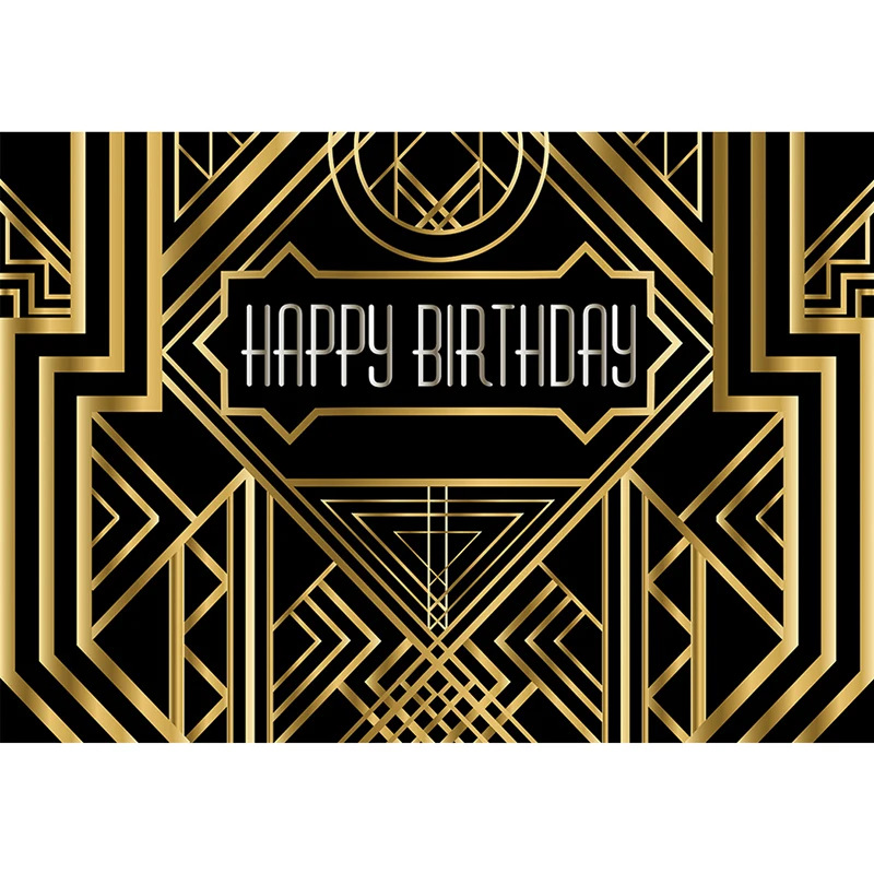 Allenjoy birthday party table cloth rectangular Luxury vintage golden Gatsby banner waterproof table cover fabric photophone - Цвет: only banner