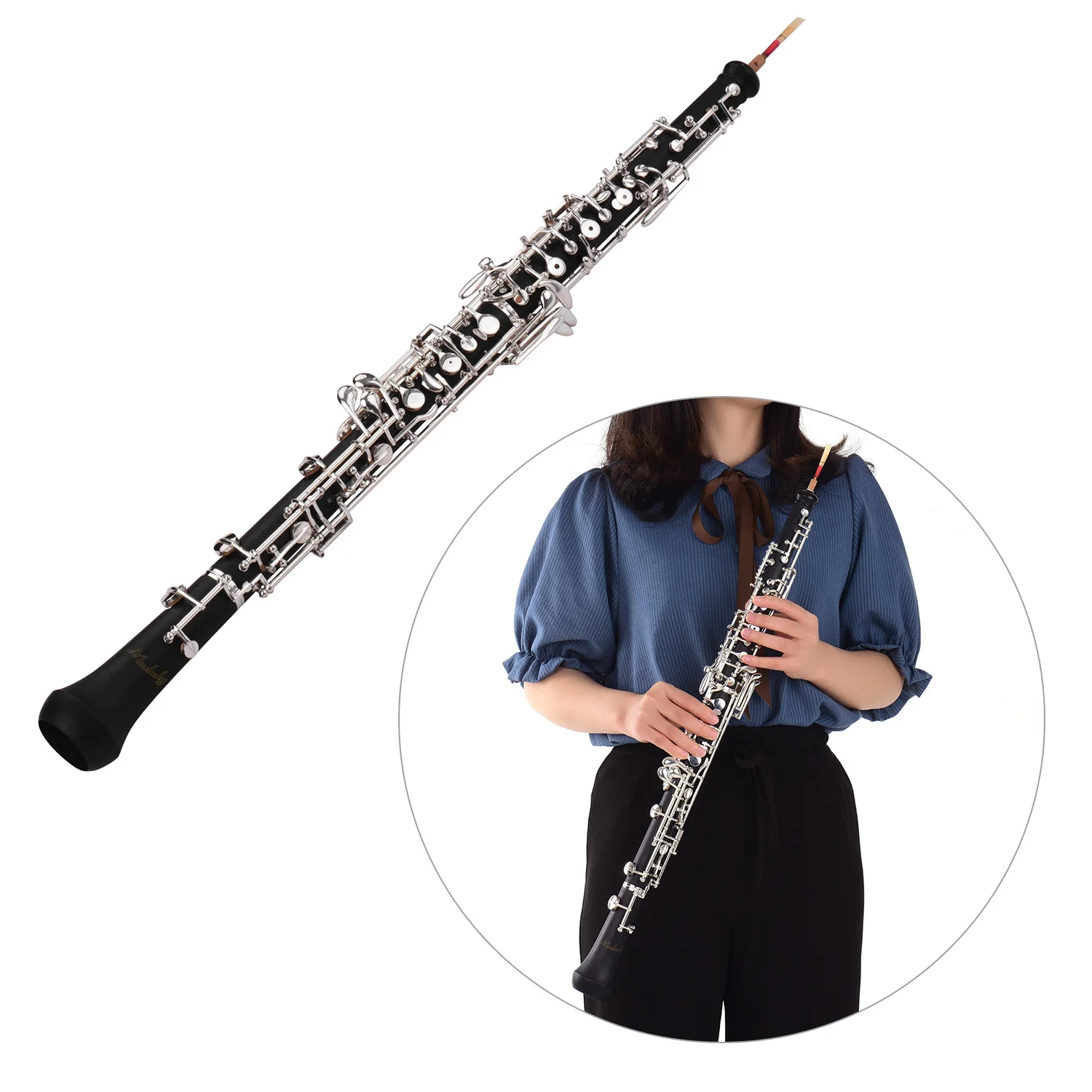 Muslady Профессиональный oboe C Ключ полуавтоматический стиль никелированные ключи деревянный духовой инструмент с гобо Рид перчатки, Чистящая салфетка
