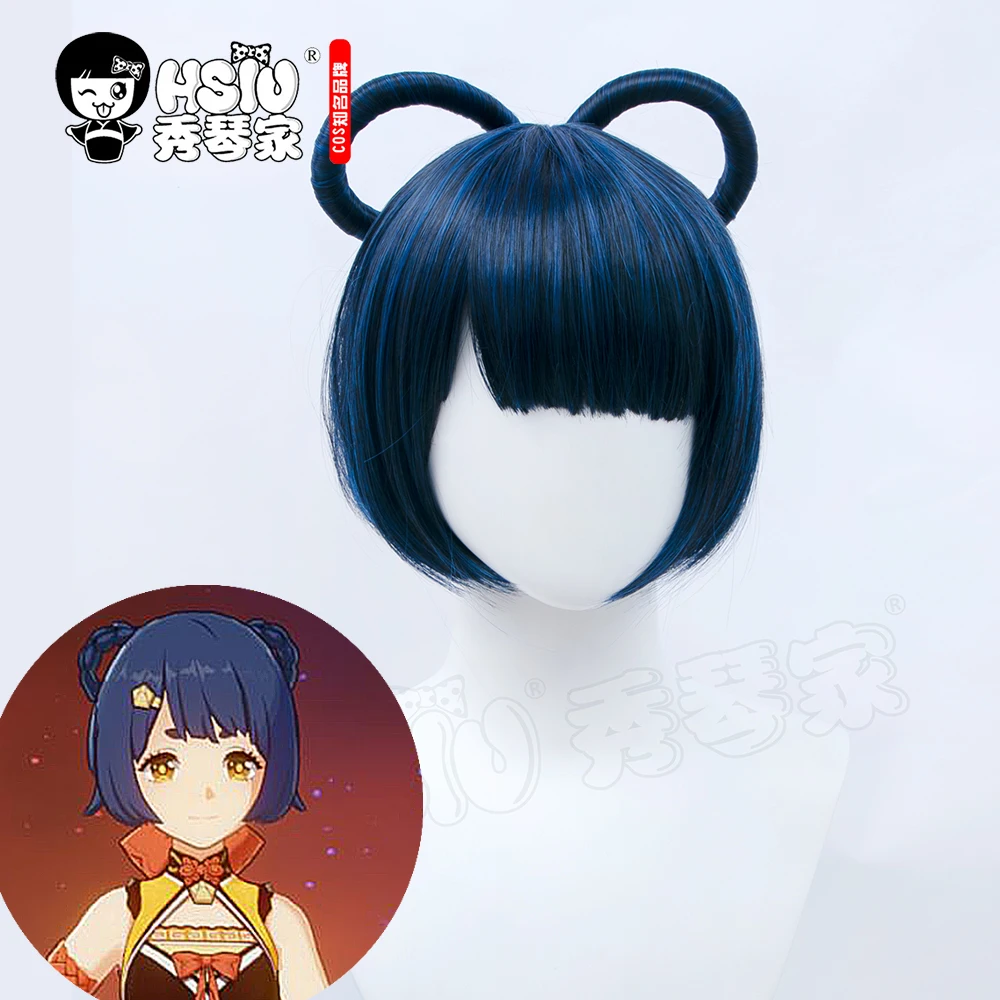 

ã€ŒHSIU Brandã€Game Genshin Impact Xianling cosplay Wigs Black and Blue mixed color hair Fiber synthetic wig + Free brand wig net