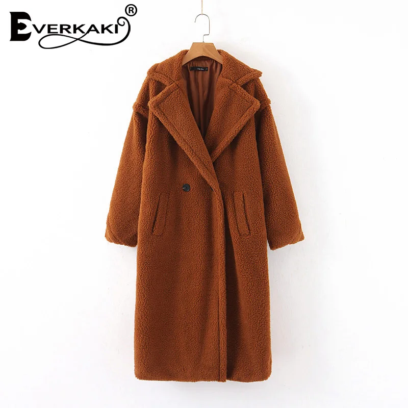 Everkaki Boho зимние куртки из искусственного овечьей шерсти пальто для женщин