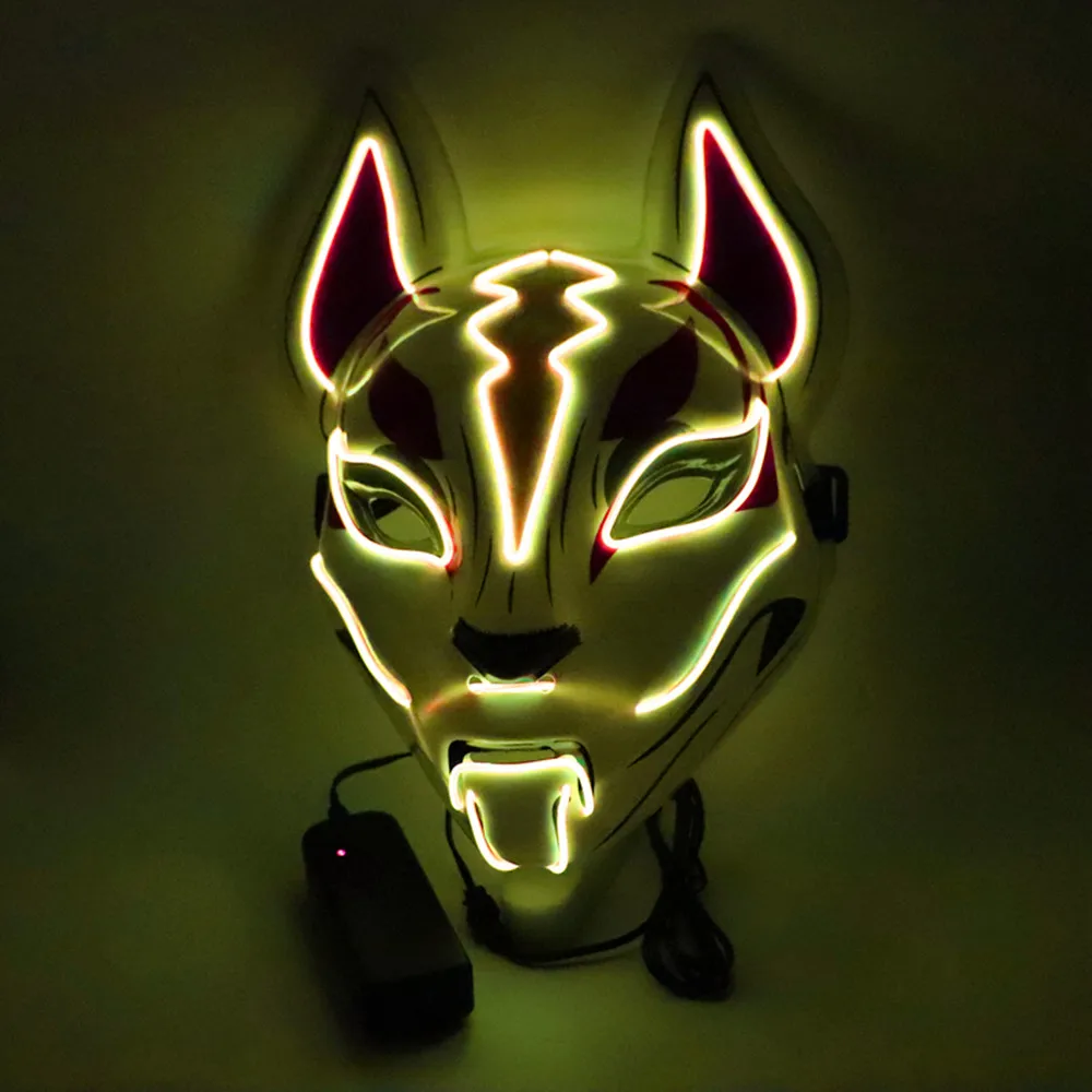 Светящиеся лисы Kitsune шлем дрейф светодиодный светящиеся маски для косплея день рождения Хэллоуин костюм вечерние реквизит