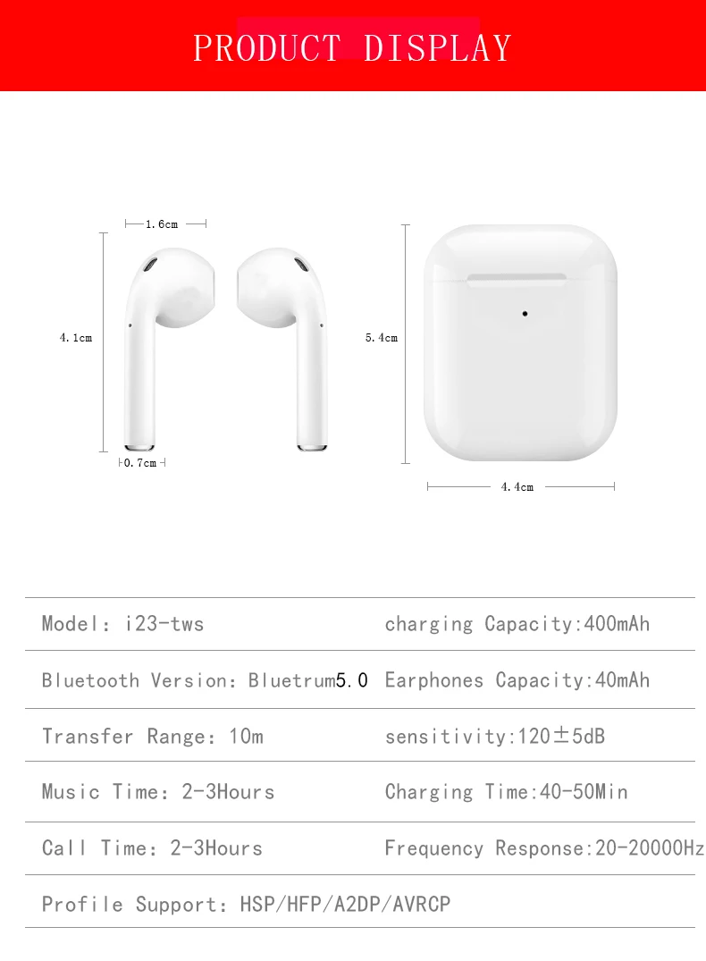 TWS Bluetooth наушники беспроводные наушники Поддержка сенсорного ключа для iphone Android смартфон