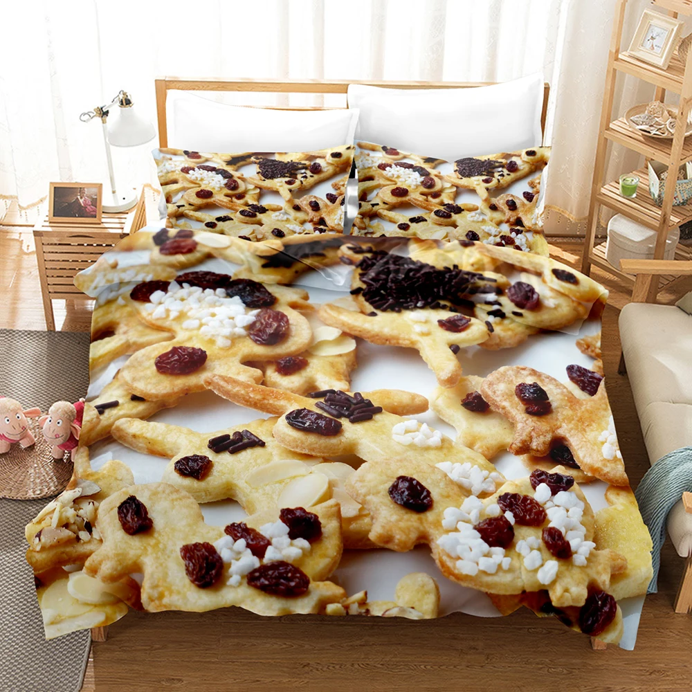 cookies Duvet Cover Set Food Series 3D Print Style Ingredients Gourmet Delicious Fast Food Bedding Set For kids Adult Bedlines