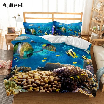 

Seaworld California King Queen Bedding Set Twin Size 3d Comforter Designer Bedding Luxury Bedroom Set Modern Lencol Cama Casal