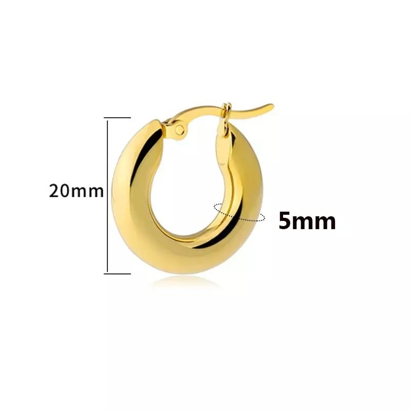 CANNER Stainless Steel Smooth Ear Buckle Round Thick Hoops Earrings for Women Piercing Earings Gift Fashion Jewelry 20/25/30mm