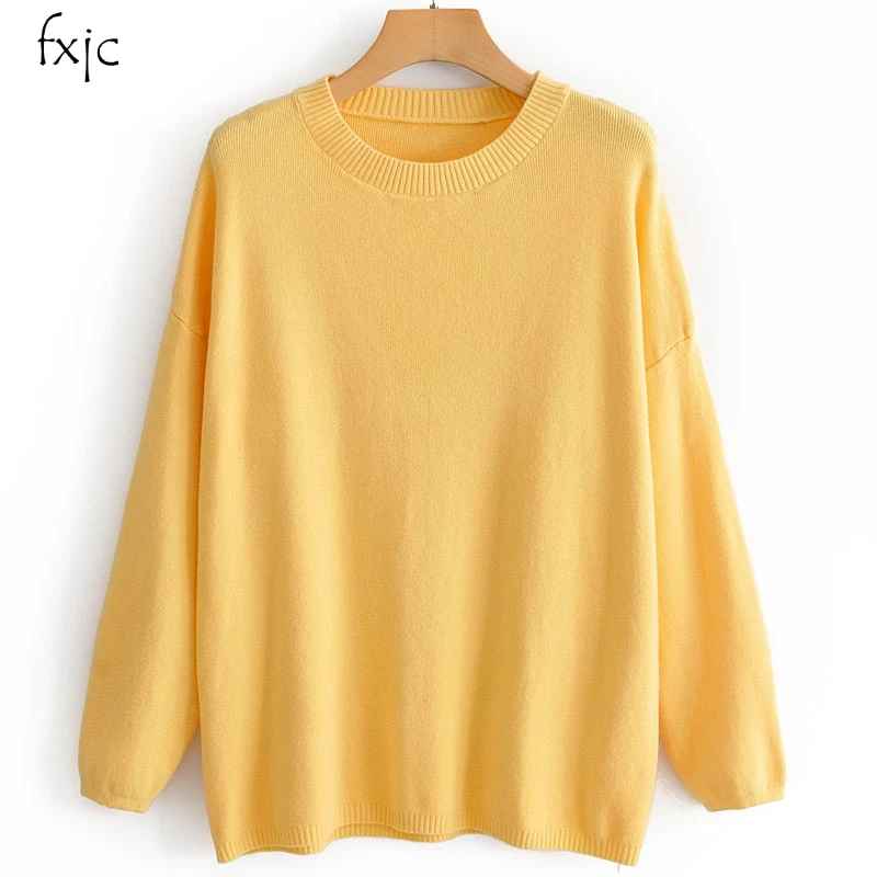 

Autumn women's new round neck pullover solid color sweater long-sleeved sweater loose bottoming sweater 2019 women's sweater
