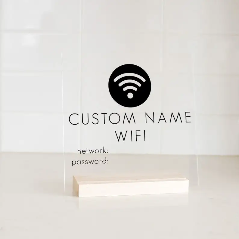 Yellow NUORUI WiFi Password Sign Acrylic Adhesive Internet Password Sign Yellow NUORUI WiFi Password Sign Acrylic Adhesive Internet Password Sign