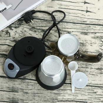 

Electric Coffee Maker Aluminum Coffee Pots Moka Pot Mocha 6cups/300ml EU Plug Nut Design To Prevent Coffee From Splashing