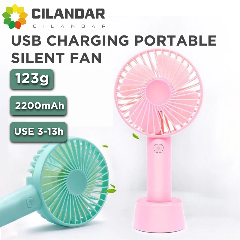 CILANDAR-새로운 USB 충전 팬, 미니 데스크탑 핸드 헬드 조정 가능 3 전기 팬 라이트, 조용한 여행 야외 냉각 팬, 2023 