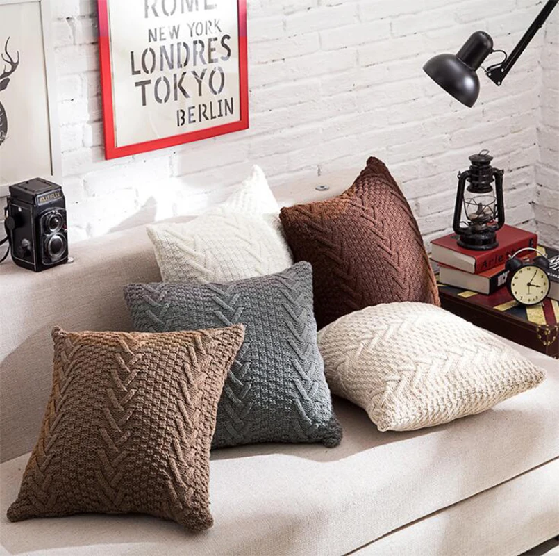 Грубая шерстяная вязаная подушка чехол домашние аксессуары Чехол-Подушка