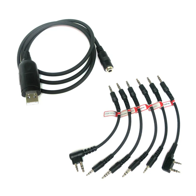 6 in 1 USB Programming Cable for Kenwodd Baofeng Motorola Two Way Radio UV5R UV-5RE Plus GT-3 UV-B5 UV-B6 BF-888S Walkie Talkie | Мобильные
