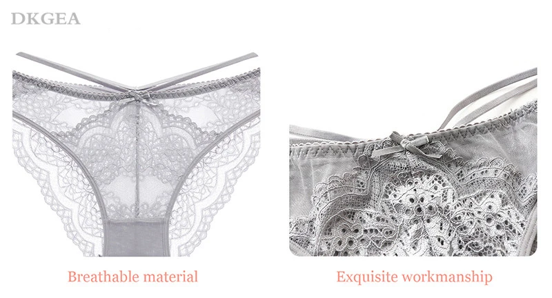 New Gray Panties Sexy Low-rise Women Underwear Embroidery Plus Size XL L Briefs Comfortable Transparent Panty Lace Lingerie