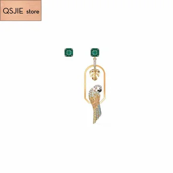

QSJIE 2020 SWA New TROPICAL PARROT Set Parrot Decoration On Tropical Garden Swing Crystal Female Fashion Exquisite Best Jewelry