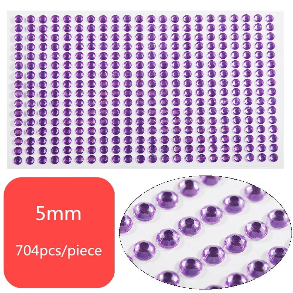 Light purple 3/4/5 мм самоклеющиеся Стикеры со стразами для ногтей ног дизайн аппликация Маникюр Скрапбукинг наклейки - Цвет: Light purple