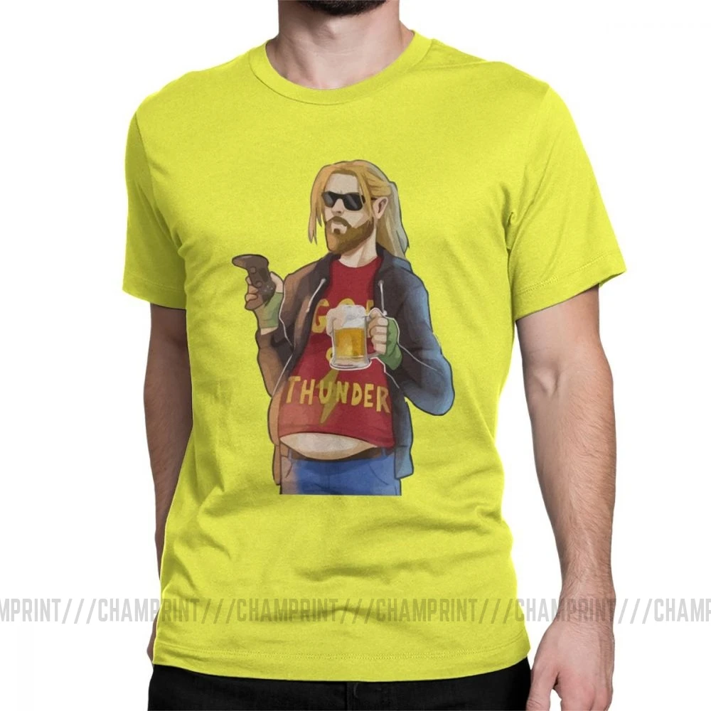 God Of Thunder Fat Thor Like Beer And футболки игровые мужские хлопок футболка с коротким рукавом размера плюс - Цвет: Цвет: желтый