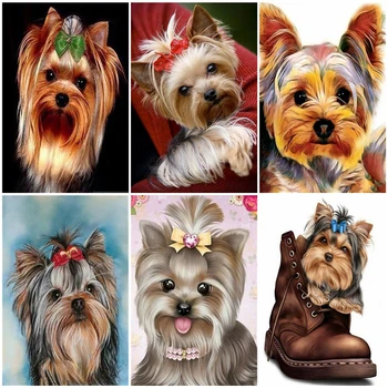 

AZQSD DIY Oil Painting By Numbers On Canvas Animal Unique Gift Coloring By Numbers Dog For Adult Kits Unframe Home Decor