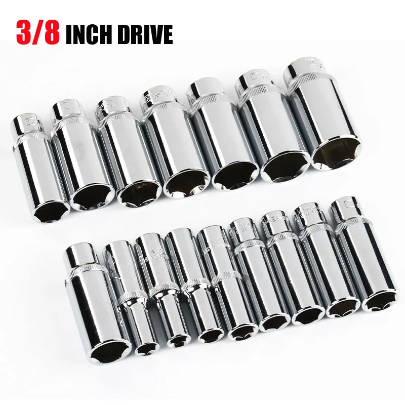 3/8" Drive 63mm Hex Deep Sockets Wrench Head CRV Alloy Anti-rust 6 Point Socket Set for Torque Spanner Ratchet Socket Wrench