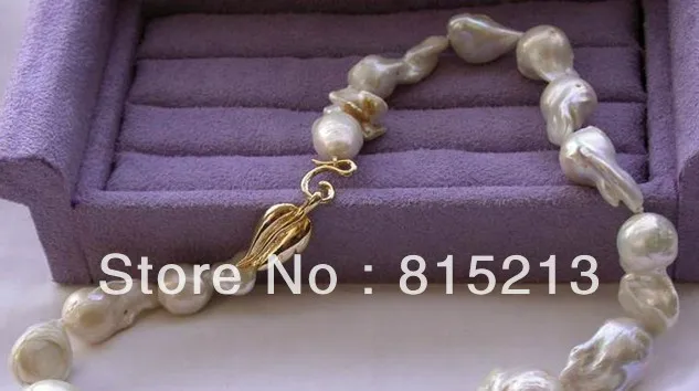N341 25mm white baroque keshi reborn pearl necklace 28% Discount NEW