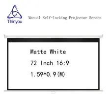 Thinyou 72 inch 16:9 Self-locking Projector screen Pull Down Manual 3D Screen With Auto Self-Lock Suit For Cinema School Office