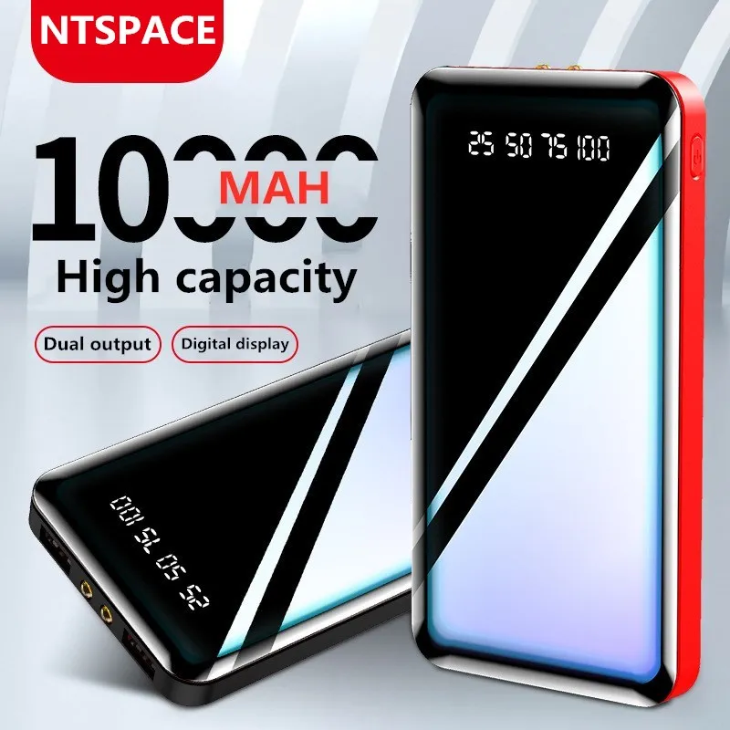 10000 мАч с светодиодный светильник мини Мощность Power Bank Quick Зарядное устройство
