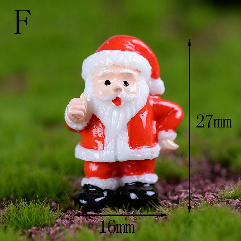 F 1 шт DIY Смола Рождество Санта Клаус Снеговик микро бонсай для пейзажа Рождественский подарок мини-фигурка ремесло садовый декор, украшение - Цвет: F