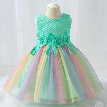 

2020 Flower Birthday Dress for 1 Year Baby Girl Bridesmaid Dresses for Kids Party Wedding Baptism Clothes Evening Princess Dress