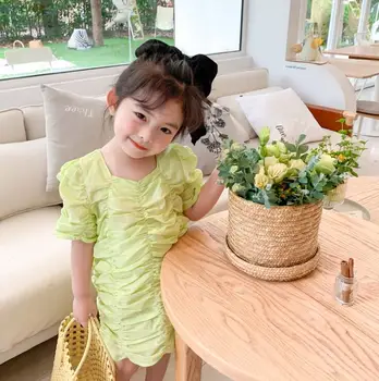

2020 Korea Style Girls Dress Fashion Summer Cotton Girls Dresses 1-6 Years QA764