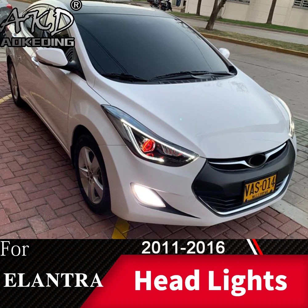 Фара для автомобиля hyundai Elantra 2011- головной светильник s противотуманный светильник s дневной ходовой светильник DRL H7 светодиодный Биксеноновая лампа автомобильные аксессуары