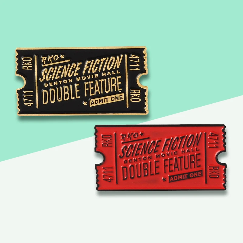 

Punk Rocky Black Red Badge SCIENCE FICTION DOUBLE FEATURE Ticket Punk Lapel Jeans Badge Enamel Pin Jewelry Gift