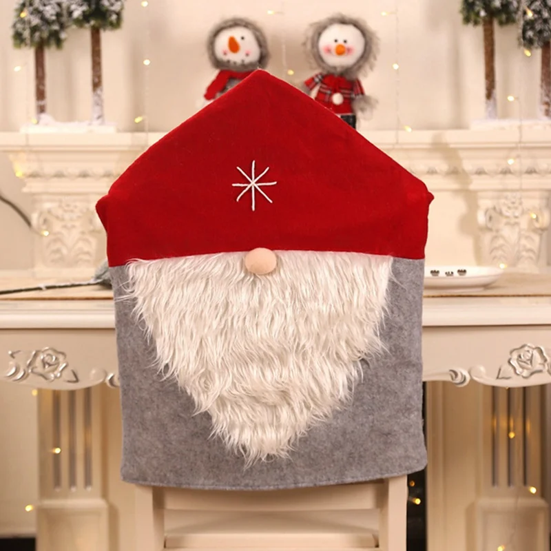 Санта-Клаус красная шляпа Рождественский стул набор вечерние украшения Санта-Клаус стол красная шляпа декор обеденный стул крышка