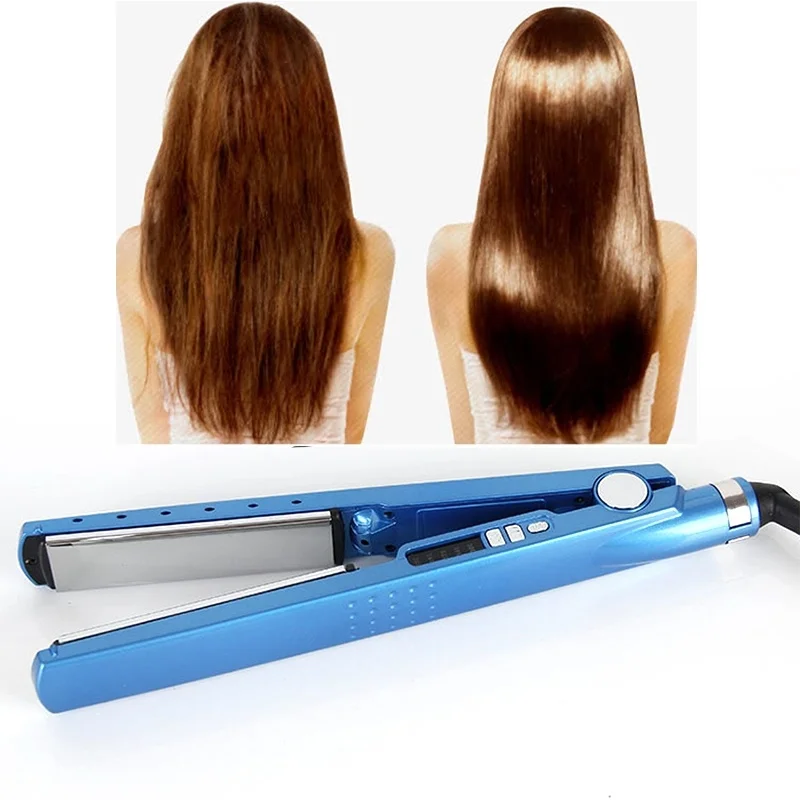 

Profession Hair Straightener Flat Iron Steam Salon Mirror Nano Titanium Plate LED Display Fast Heating Hair Styler Tools