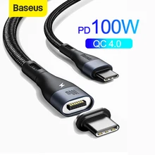 Baseus-Cable USB tipo C de 100W para Xiaomi Redmi Note 8 Pro, Cable de carga rápida 4,0 PD para MacBook Pro