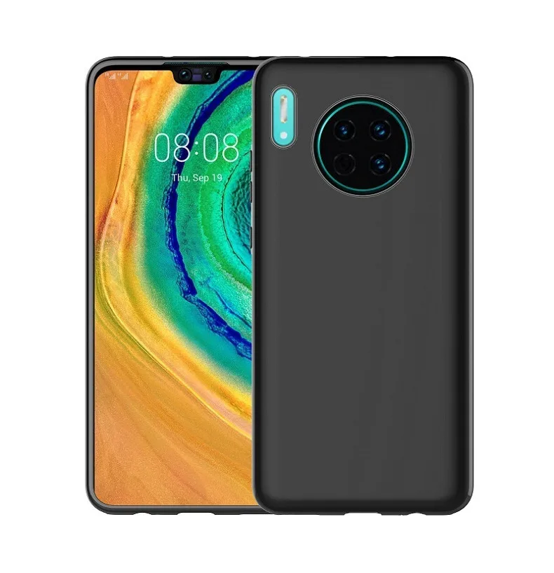 Магнитный автомобильный чехол-держатель для huawei mate 30/mate 30 pro, ТПУ силиконовый Магнитный чехол для huawei P30 Lite и металлическая пластина - Цвет: black