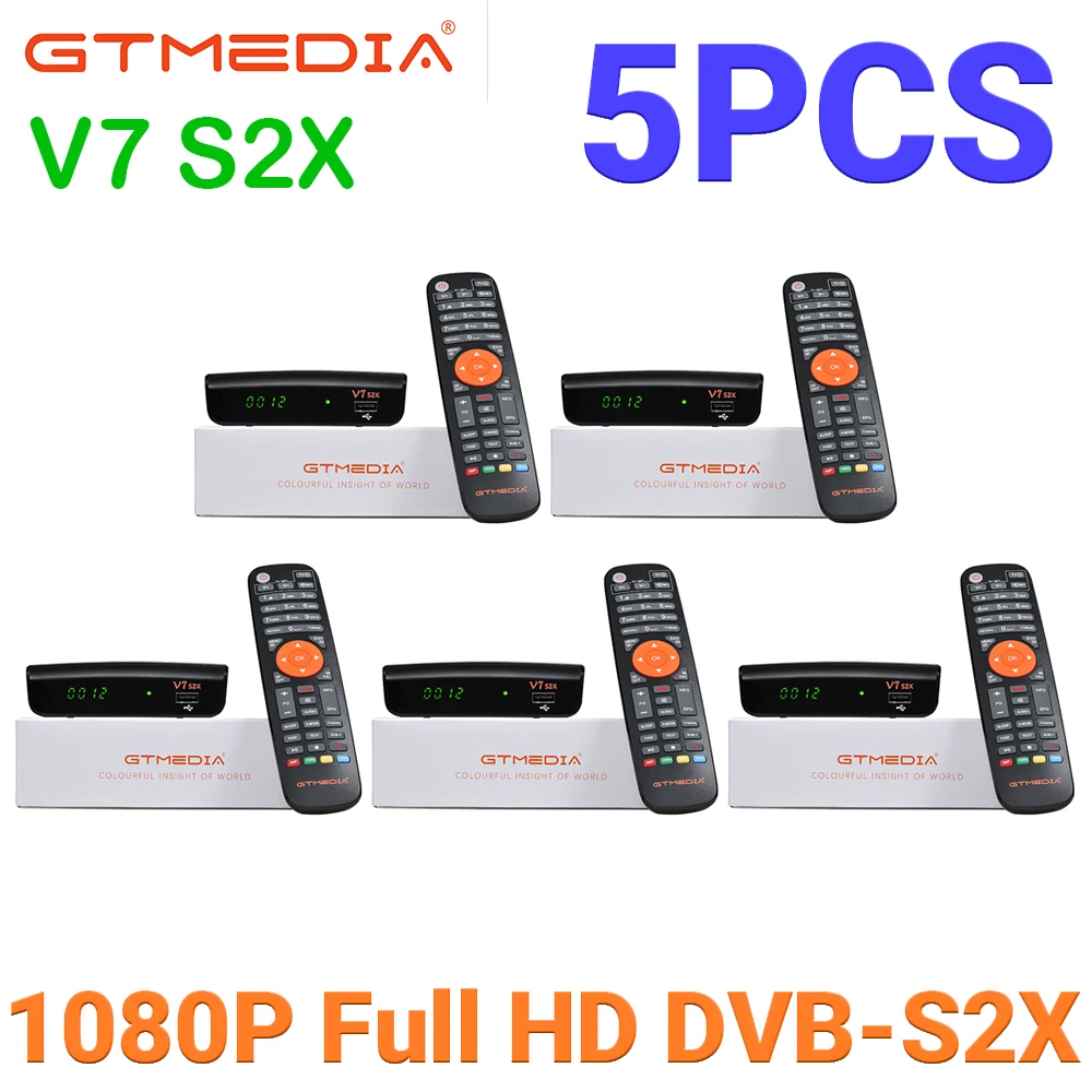 [5 шт.] V7 S2X GTMEDIA V7S HD DVB-S/S2/S2X + T/T2 поддержка BISS Auto Roll Full PowerVu Speed USB 3/4G Dongle Youtube Youporn