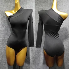 Топы Для латинских танцев, Женский Осенний черный купальник с длинным рукавом для танцев, профессиональный Топ для латинских танцев, одежда для сальсы, женская одежда VDB1036