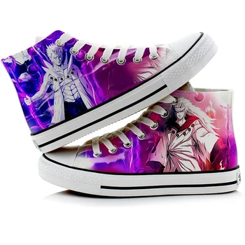 

Unisex Anime 3D New Graffiti Uzumaki NARUTO Casual Canvas Shoes plimsolls hand-painted NARUTO Lovers Flat duck Shoes Sneakers