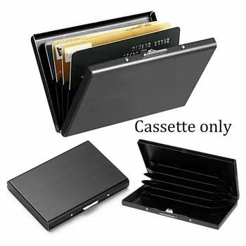 

Aluminum Antimagnetic Card Holder Metal Cowhide Rfid Credit Card Box Business Card Holders Organizer Unisex Purse Wallet