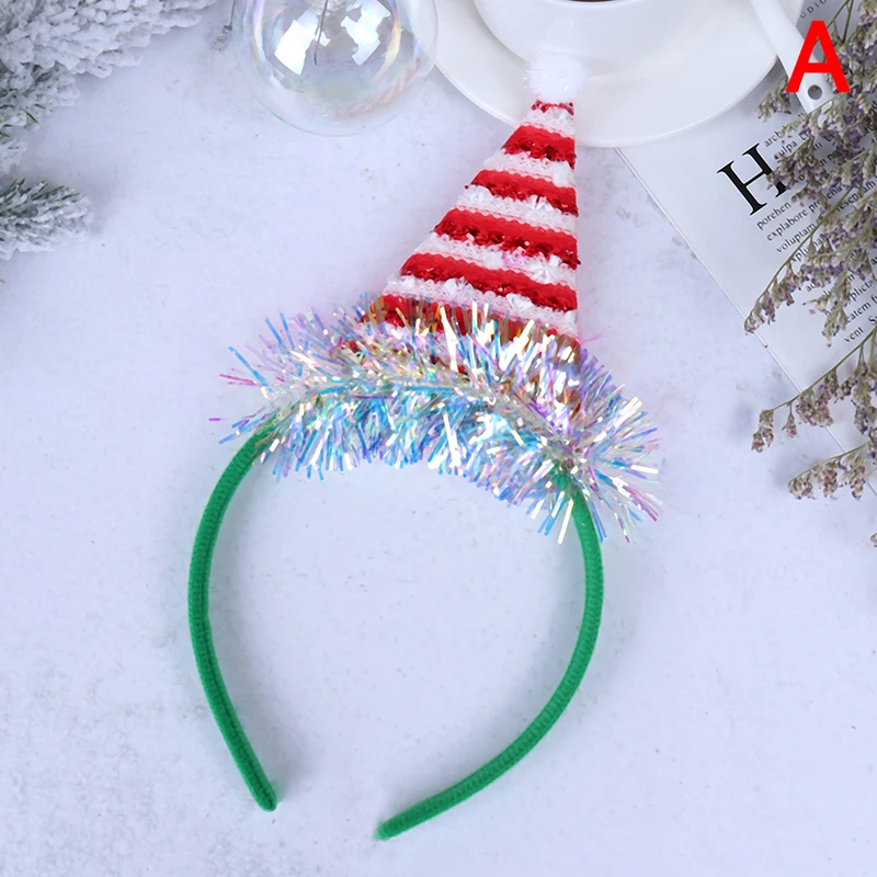 A Новогодняя повязка Санта-Клауса, елочные игрушки для украшения, подарки, повязка на голову, аксессуары для волос, принадлежности для детей, девочек - Цвет: A