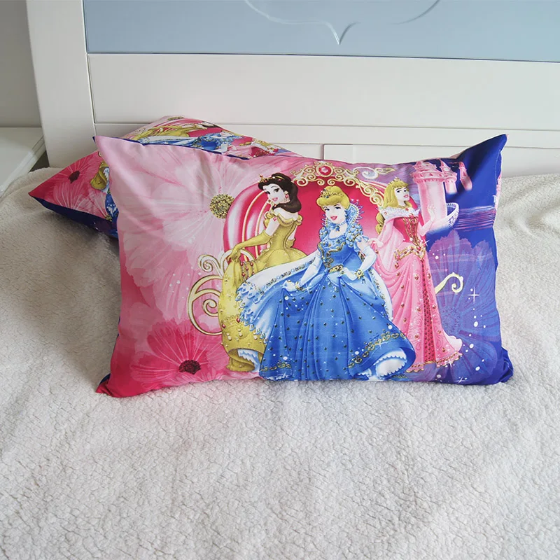 Disney Cartoon Frozen Princess Kids Pillowcases Baby Boys Girls Gift Decoration 3D Pillow Cover Pair 48x74CM on Bed - Цвет: Princess 4