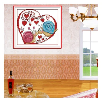 

New DIY Handmade Needlework Counted Cross Stitch Set Embroidery Kit 14CT Snail Couples Pattern Cross-Stitching 18*17cm Home Deco