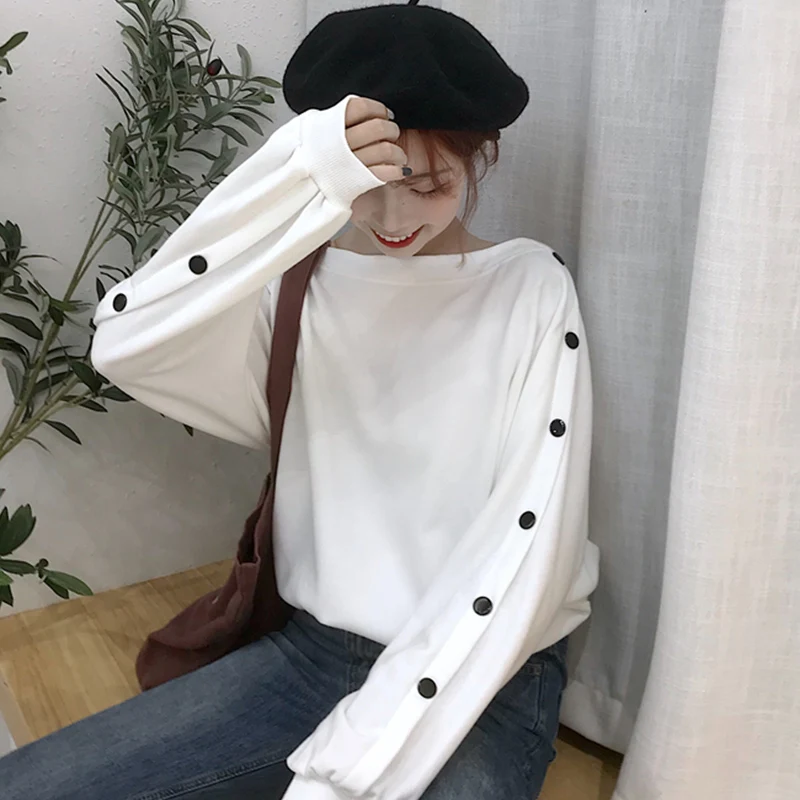 Толстовки Женские однотонные Ulzzang универсальные мягкие корейские стильные свободные тонкие весенне-осенние модные простые женские s одежда Повседневная