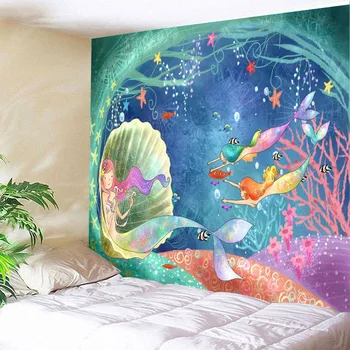 

Mandala Tapestry Wall Fabric Underwater World Hippie Rmaid Tapestry Background Cloth Hanging Tapestry Living Room Decora