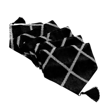 

Crafts Party Hotel DIY Rhomboids Pattern Desktop Romantic Half Cover Soft Table Runner European Style Wedding Decoration Home