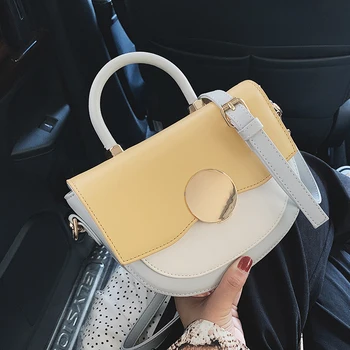 

Contrast color Leather Crossbody Bags For Women 2020 Travel Handbag Fashion Simple Shoulder Messenger Bag Ladies Cross Body Bag