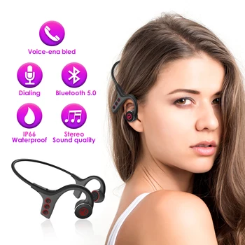 

T9 IP66 Waterproof Sports Bone Conduction Headset Ear Hook Bluetooth 5.0 Earphone w/ Mic for Sports Riding Open Ear Headphones