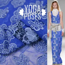 100 см* 85 см Свадебная вышивка шелк жоржет ткань водорастворимое кружево хлопок Королевский синий